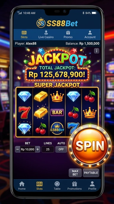Layar utama ss88bet — antarmuka bersih setelah instalasi